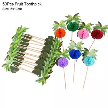 Гавайские цветочные зубочистки для коктейлей Flamingo 40/50 шт.