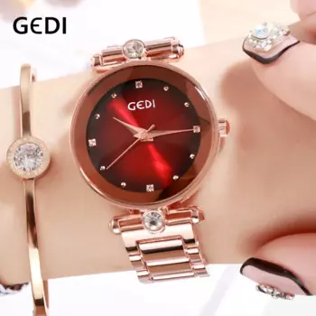 GEDI Rosegold кварцевые для женщин часы лучший бренд класса люкс женские модные часы простые женские наручные часы reloj mujer Новый