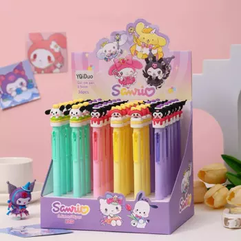 Гелевая ручка Sanrio, 36 шт., Kuromi My Melody, черная, 0,5 мм, студенческая, мультяшная, Kawaii, гелевая ручка, инструменты для письма, подарки на день рождения для друзей