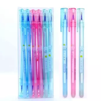 Гелевые ручки AIWOSUOAI стираемые 0,5 мм чёрно-голубые 3 шт.