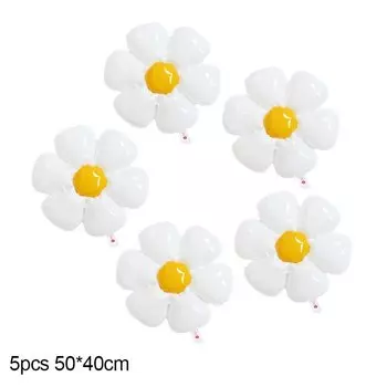 Гелиевые шары белые цветы ромашки подсолнухи