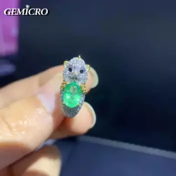 Gemicro 100% подлинное Изумрудное кольцо для вечеринки с 5*7 мм натуральный изумруд простое Изумрудное серебряное кольцо серебро 925 пробы Изумрудное ювелирное изделие