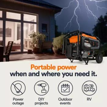 Генератор Generac 7715 GP8000E, 8000 Вт, портативный бензиновый генератор-электрический старт с COsense-Powerrush, передовая технология