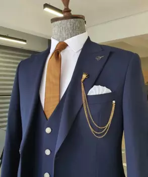 Gentlemanlike мужские костюмы смокинги атласные пиковые лацканы однобортные карманы 3 шт. (Блейзер жилет брюки) индивидуальные деловые случаи