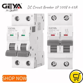 GEYA Din-рейка DC MCB 6KA 2P 500V Мини-выключатель постоянного тока 6A 10A 16A 20A 25A 32A 40A 50A 63A