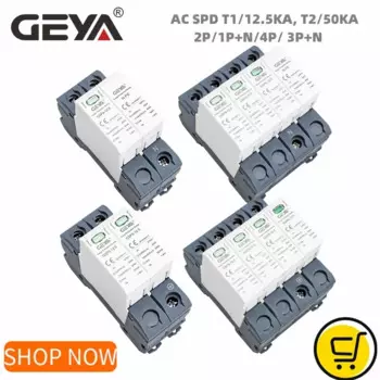 GEYA GSP9 12.5KA T1 + T2 класс 50KA SPD 2P 1P + NPE 4P 3P + NPE стабилизатор напряжения 275VAC Din-рейка стабилизатор напряжения для дома