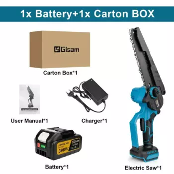 Gezione 8-дюймовая бесщеточная электрическая пила, ручная бензопила для обрезки с масляной канистрой, электроинструмент для работы по дереву для аккумуляторных контактов Makita 18 В