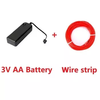 Гибкая неоновая Светодиодная лента EL Wire, водонепроницаемый разноцветный декоративный светильник для танцев и вечеринок, цвет красный, 1 м/2 м/3 м/5 м