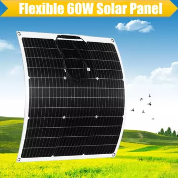 Гибкая солнечная панель PowMr, 60 Вт, водонепроницаемая монокристаллическая портативная солнечная панель, аккумулятор для кемпинга, автофургона, зарядное устройство 18 В
