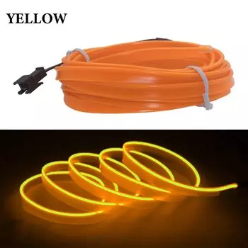 Гибкая светодиодная лента 1 м/3 м/5 м для внутреннего освещения автомобиля, гирлянда из проволочного троса, трубчатая неоновая лампа с контроллером привода сигарет