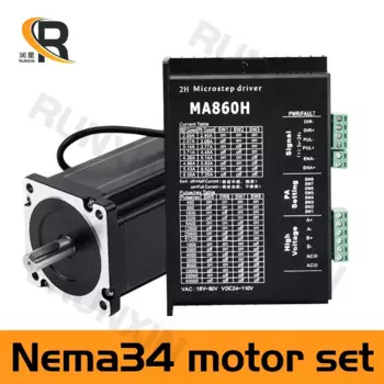 Гибридный 2-фазный шаговый двигатель RXTNC Nema34 86 8,5n. m + MA860H, драйвер с вентилятором для деталей ЧПУ, 3D-принтера