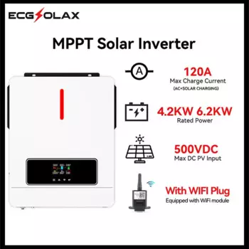 гибридный солнечный инвертор ECGSOLAX 4.2KW 6.2KW гибридный инвертор 6200W 24V 48V 120A чистый sinus cолнечные инверторы солнечный контроллер MPPT с WiFi Инвертор гибридный гибридный инвертор 48 в
