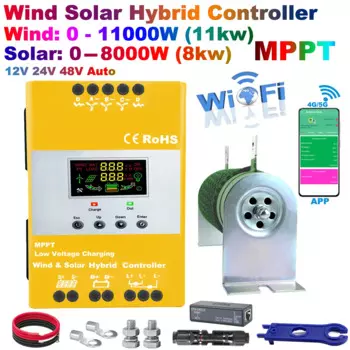 Гибридный солнечный контроллер MPPT, 5000 Вт, 12 В, 24 В, 48 В