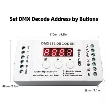 GIDEALED 4-канальный DMX 512 декодер RGBW для светодиодной ленты
