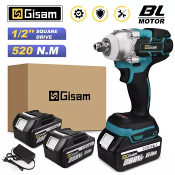 Аккумуляторный ударный гайковерт Gisam 520N.M 1/2 дюйма для Makita 18В
