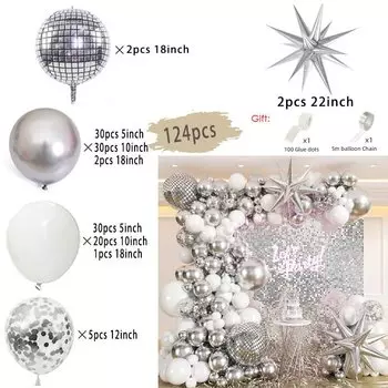 Гирлянда из белых и золотых шаров