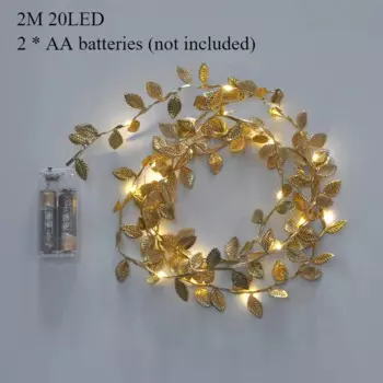 Гирлянда LED с золотыми листьями 2 метра