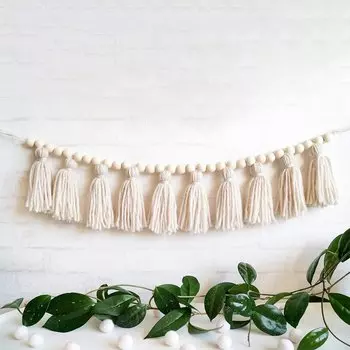 Гирлянда Рамадан Мубарак из деревянных бусин HGDTFF