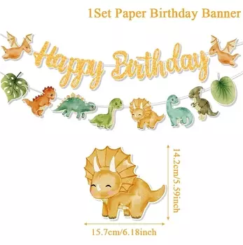 Гирлянда с днем рождения динозавра QIFU