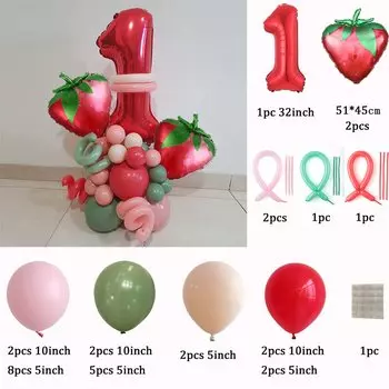 Гирлянда шаров клубника GIHOO 32 дюйма красный