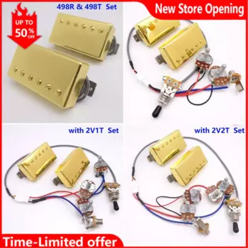 Гитарные звукосниматели 498R 498T Humbucker Alnico V Набор звукоснимателей 2 провода для запасных частей для электрогитары
