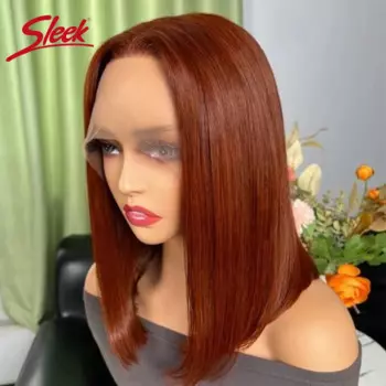 Гладкий парик из красной меди 33 # с коричневыми кружевами Омбре 27 # короткие парики с Бобом P4/27, оранжевые человеческие волосы без повреждений, плотность 220% для черных женщин