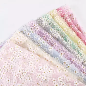 Блестящая тюлевая ткань с цветочным принтом, лиловый, 155 см, для девочек