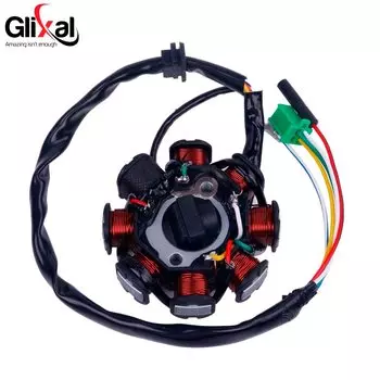 Glixal 8-Катушка Магнето генератор Статор для GY6 125cc 150cc 152QMI 157QMJ китайский скутер мопед ATV Go Kart Quad двигатель (3 + 2)
