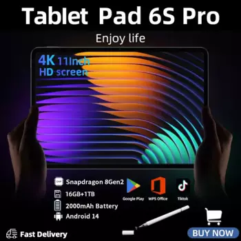 Глобальная версия, оригинальный новый планшет Pad 6S Pro, 11 дюймов, Android 14 Snapdragon 8 Gen 2 5G HD 4K, двойной SIM-карта, телефонный звонок, Wi-Fi, GPS-планшет