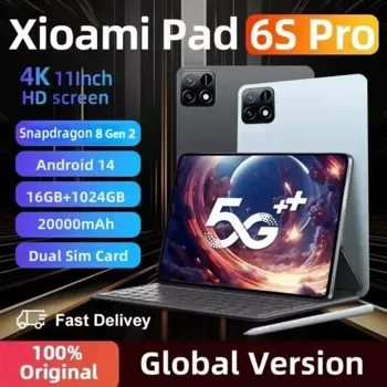 Глобальная версия, оригинальный планшет Pad 6S Pro, 11 дюймов, Android 14 16 ГБ + 1 ТБ, 20000 мАч, 5G, Dual SIM, Bluetooth, Wi-Fi, GPS, HD, 4K, экран планшета