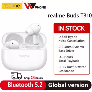 Глобальная версия Realme Buds T310 True Wireless Наушники 46 дБ TWS с активным шумоподавлением Bluetooth 5,4 для телефона Realme