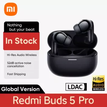Глобальная версия Xiaomi Redmi Buds 5 Pro, наушники Bluetooth 5,3, шумоподавление, Hi-Res, Hi-Fi LDAC, беспроводная гарнитура, наушники