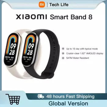 Глобальная версия Xiaomi Smart Band 8 Mi Браслет 7-цветный AMOLED-экран Кислород в крови Bluetooth Водонепроницаемые наручные спортивные часы Miband