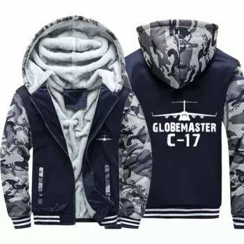 GlobeMaster C-17 летные авиационные пилоты мужские пальто куртки шерстяные флисовые теплые толстые толстовки с капюшоном на молнии толстовки