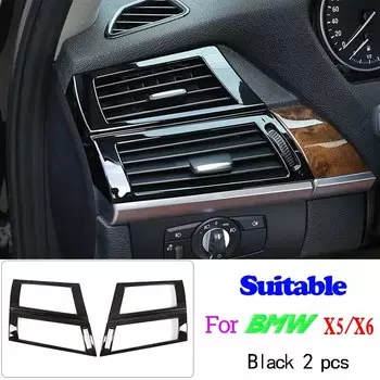 Глянцевая черная декоративная полоса на руль из АБС-пластика для автомобильного интерьера, Обложка рамы, наклейка для BMW X5 X6 E70 E71 2008-2013