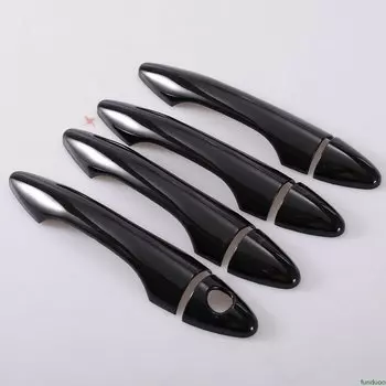 Глянцевая черная хромированная накладка на дверную ручку автомобиля из углеродного волокна, наклейка для Hyundai IX35 Tucson 2009-2014, Стайлинг, автоаксессуары