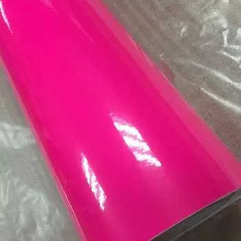 Глянцевая флуоресцентная желтая виниловая наклейка высшего качества с пузырьковой флуоресцентной виниловой пленкой без воздуха для украшения кузова автомобиля