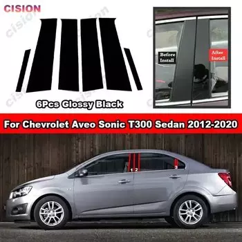 Глянцевое пианино, черное покрытие для окон и дверей автомобиля, средняя колонка, столб, стойка, отделка с зеркальным эффектом для Chevrolet Aveo Sonic Sedan T300