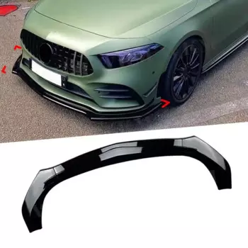 Глянцевый черный передний бампер из АБС-пластика, спойлер для Mercedes Benz A Class W177 A180 A200 A35 AMG 2019-2023, модификация автомобиля