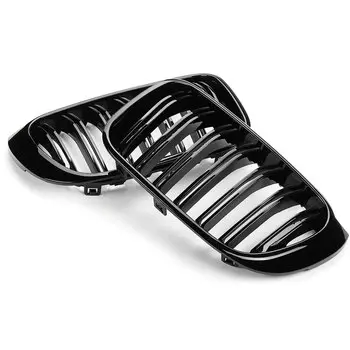 Глянцевый черный передний бампер, решетка для почек, сетка капота, двойная линия для BMW X3 X4 F25 F26 2014-2017, передняя решетка, гоночные грили