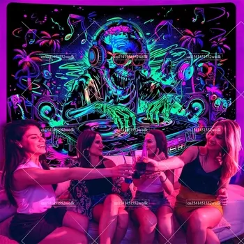 Гобелен FFO Череп Черный Свет 100% Полиэстер