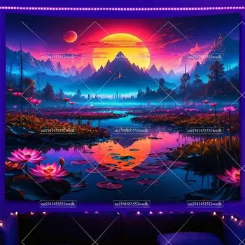 Гобелен ФFO Черный Свет Луна Голубой