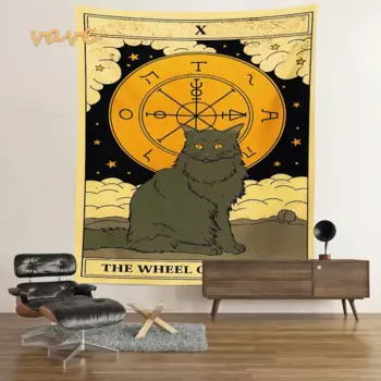 Гобелен VAVE с котом и луной, полиэстер/хлопок