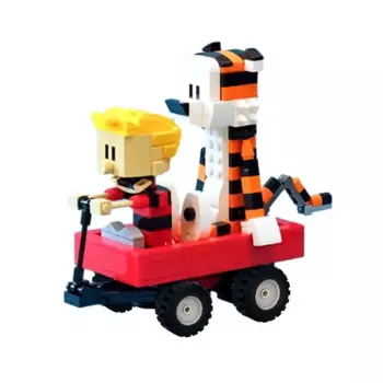 Gobricks MOC Calvined and Hobbes Модель Строительные блоки Классический комикс Фигурка Стрельба Игра Тигр Кирпичи Развивающие игрушки