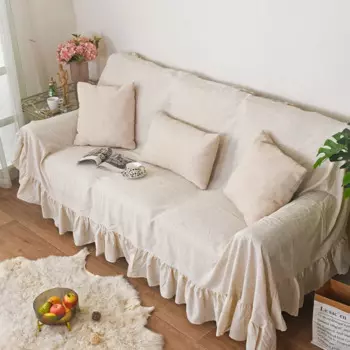 Гофрированный чехол для дивана из хлопка и льна, покрывало для дивана, полотенце для гостиной, декор мебели, гобелен, чехол для дивана
