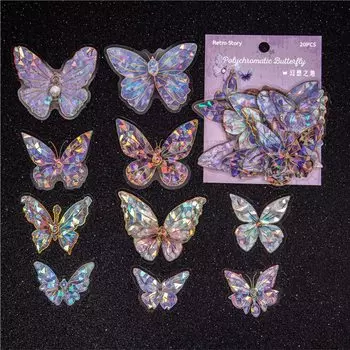 Голографические наклейки с бабочками Gimue