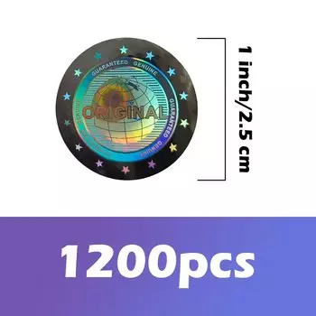 Голографические наклейки, серебристые, круглые, 300/600/1200 шт