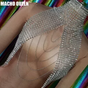 Голографический летний музыкальный фотографический короткий топ с шипами, одежда Outtfits, сексуальные костюмы для сценических танцев, певец