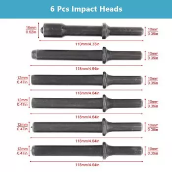Головки пневматического молотка ChgImposs PNE_608, сталь, 4/5/6 шт.