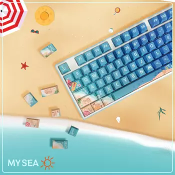Голубые клавиши My Sea с градиентом, колпачки для клавиш с профилем вишни PBT, 141 клавиш для клавиатуры Cherry Gateron MX, Игровая клавиатура